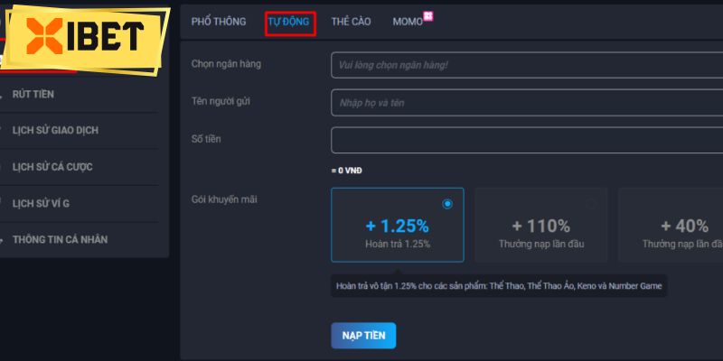 Nạp Tiền Xibet Nhận Thưởng Liền Tay Tăng Vốn Chơi Mỗi Ngày 2 Hướng dẫn nạp tiền Xibet